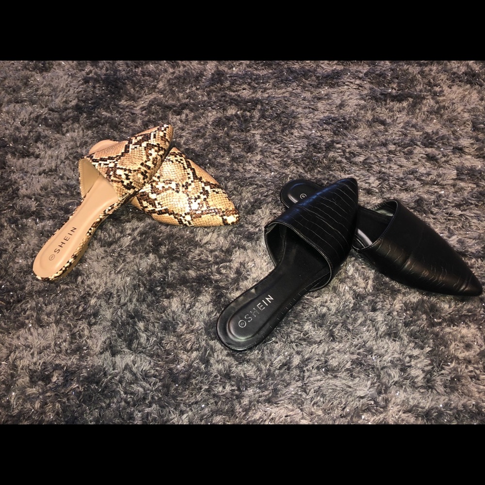Two open back pointed flats